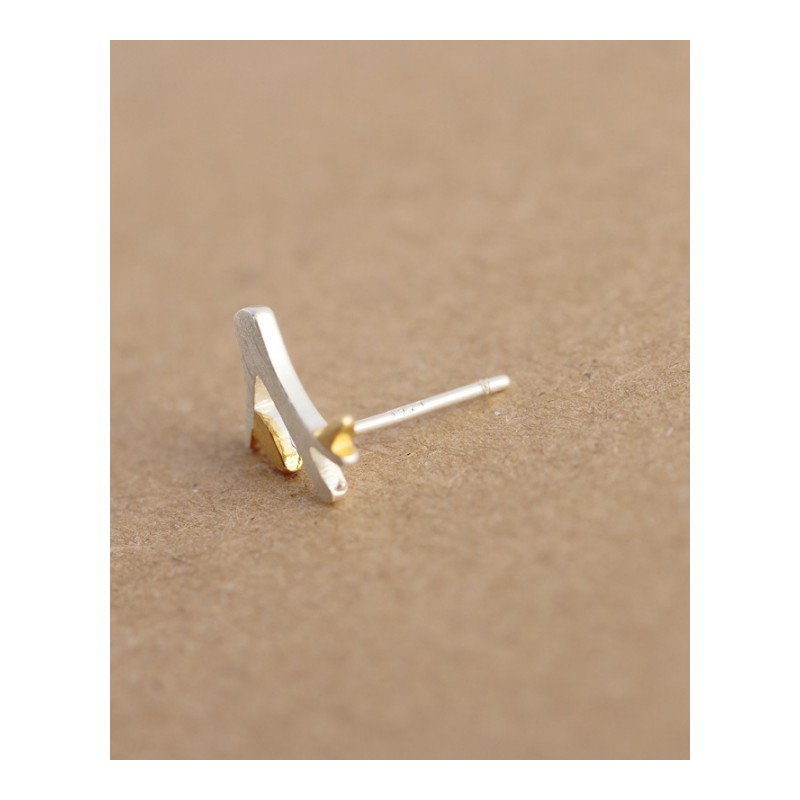 s925银时尚个性百搭小清新树枝造型拉丝小耳钉女防YWJY1596送女朋友七夕情人节礼物