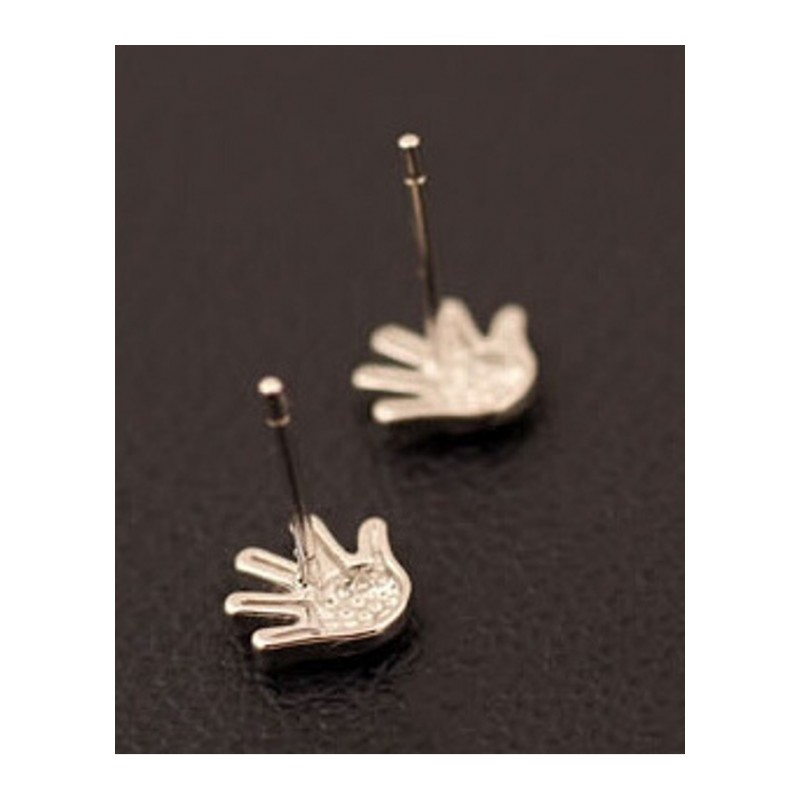 S925银韩版小手掌银耳钉经典百搭饰品防韩版0l气质耳坠银耳钉首饰品YWJY8058送女朋友七夕情人节礼物