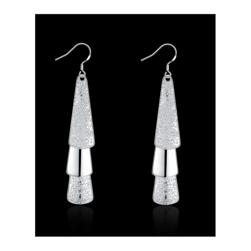 Women silver plated earring镀925纯银长款时尚大气耳环耳饰E015