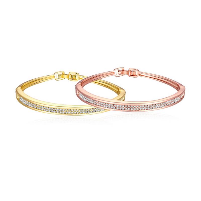 Z001 Women Gold Bracelet 女士水晶手镯镀18K玫瑰金日韩首饰配饰送女朋友七夕情人节礼物