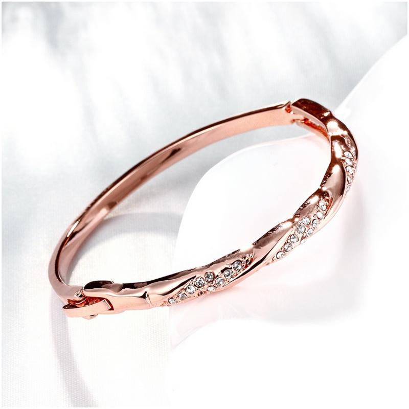 Z003 Women Gold Bracelet 女士水晶手镯镀18K玫瑰金日韩首饰礼物送女朋友七夕情人节礼物