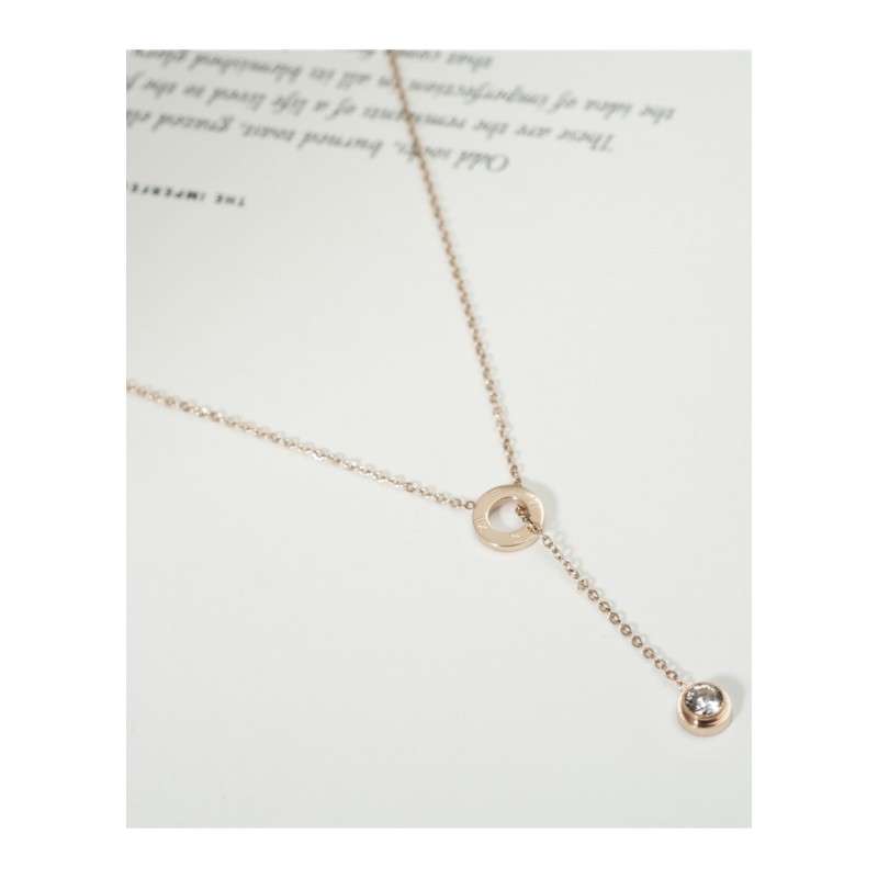 精品钛钢精致小巧玫瑰金彩金单钻项链女款细锁骨链短款不褪色饰品送女朋友老婆生日礼物送女朋友七夕情人节礼物