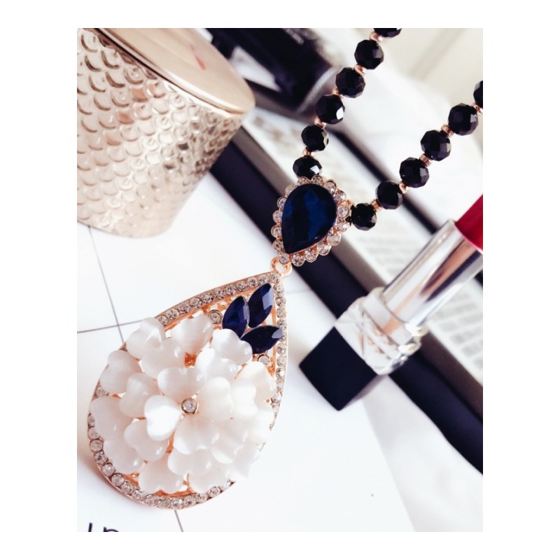 潮流时尚优雅百搭华丽水滴多层花瓣韩版双视配饰品长款项链毛衣链送女朋友老婆生日礼物送女朋友七夕情人节礼物