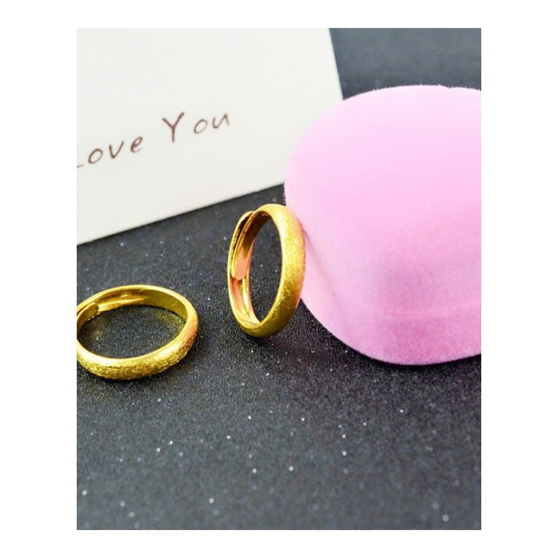 黄铜镀金光面磨砂面戒指越南沙金欧币指环情侣男女对戒PTHSMY8453送女朋友七夕情人节礼物