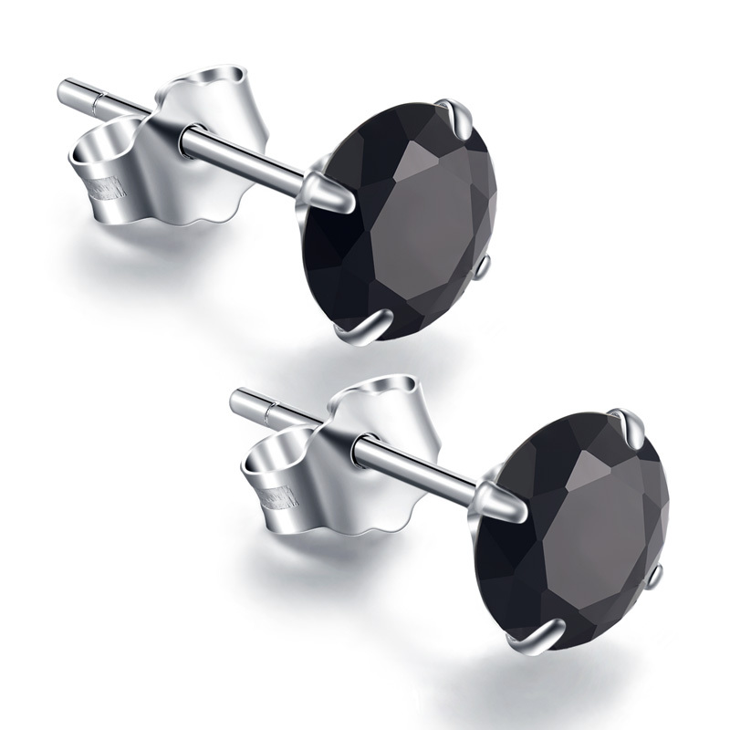 阡陌 925银 仿真钻耳钻女 韩版耳钉白色紫色甜美气质可爱时尚男士女士时尚耳饰送女朋友七夕情人节礼物