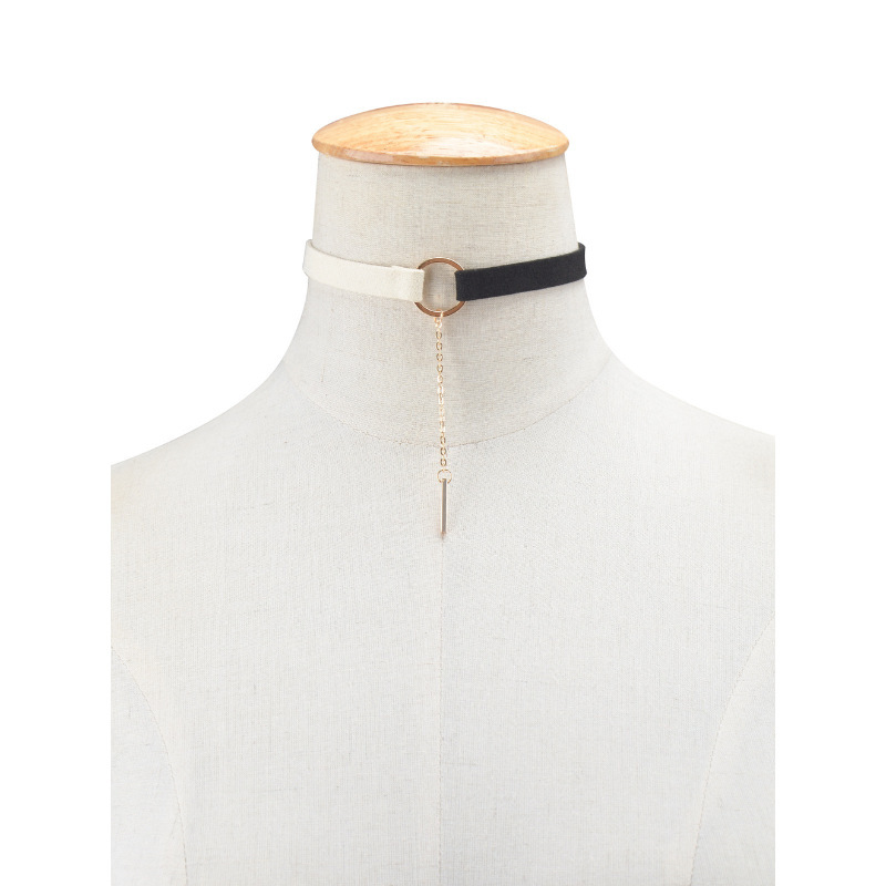 欧美流时尚个性风百搭项链绒带金属条流苏女士颈链DNDZ8782送女朋友七夕情人节礼物