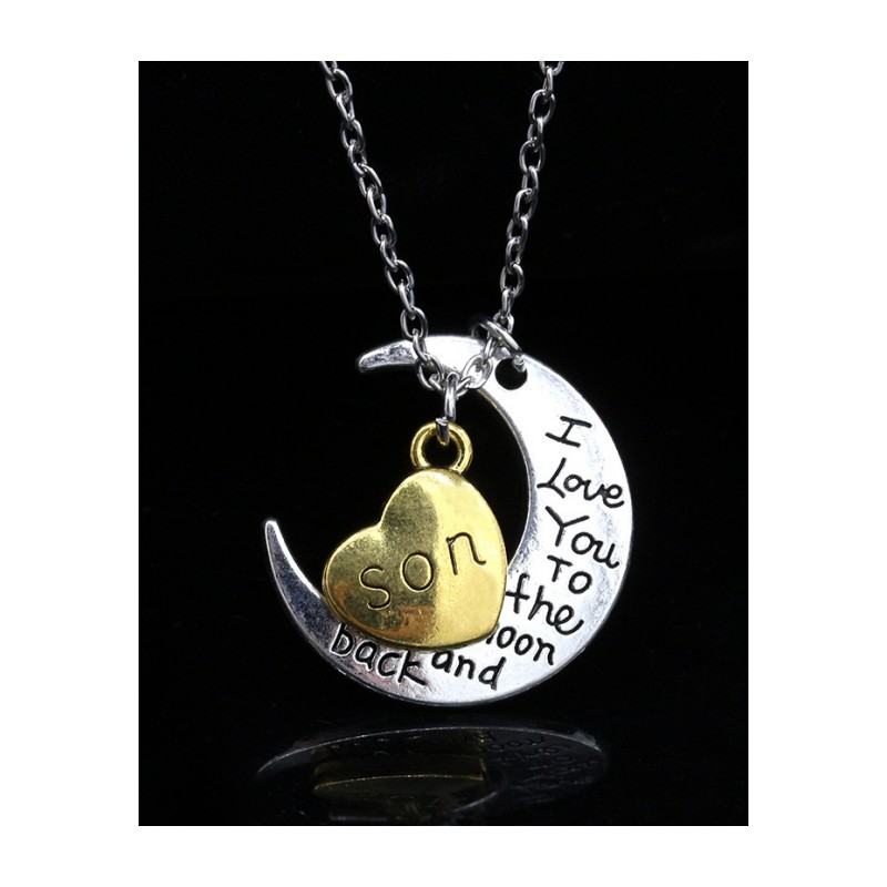 欧美时尚新款月亮爱心字母一家人项链饰品时尚气质生日礼物链DYBYYX6160送女朋友七夕情人节礼物