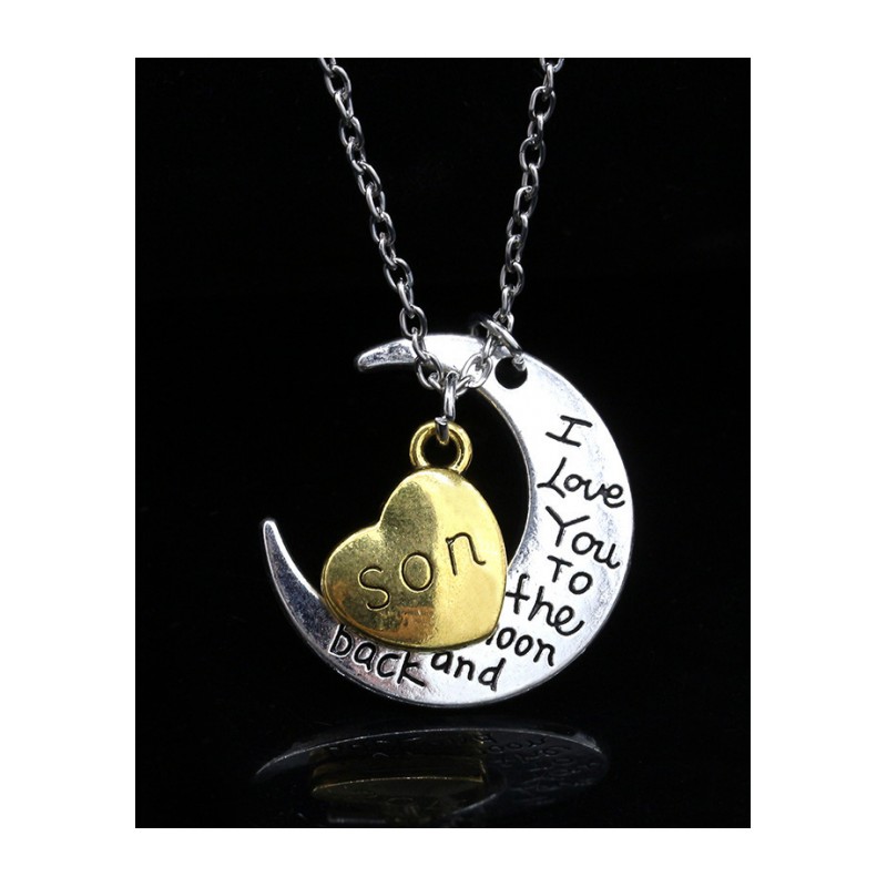 欧美时尚新款月亮爱心字母一家人项链饰品时尚气质生日礼物链DYBYYX6160送女朋友七夕情人节礼物