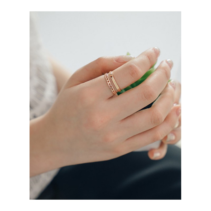 韩版开口双层线条戒指指环关节戒日韩个性简约潮人百搭饰品女士指环HFXYJ0315送女朋友七夕情人节礼物