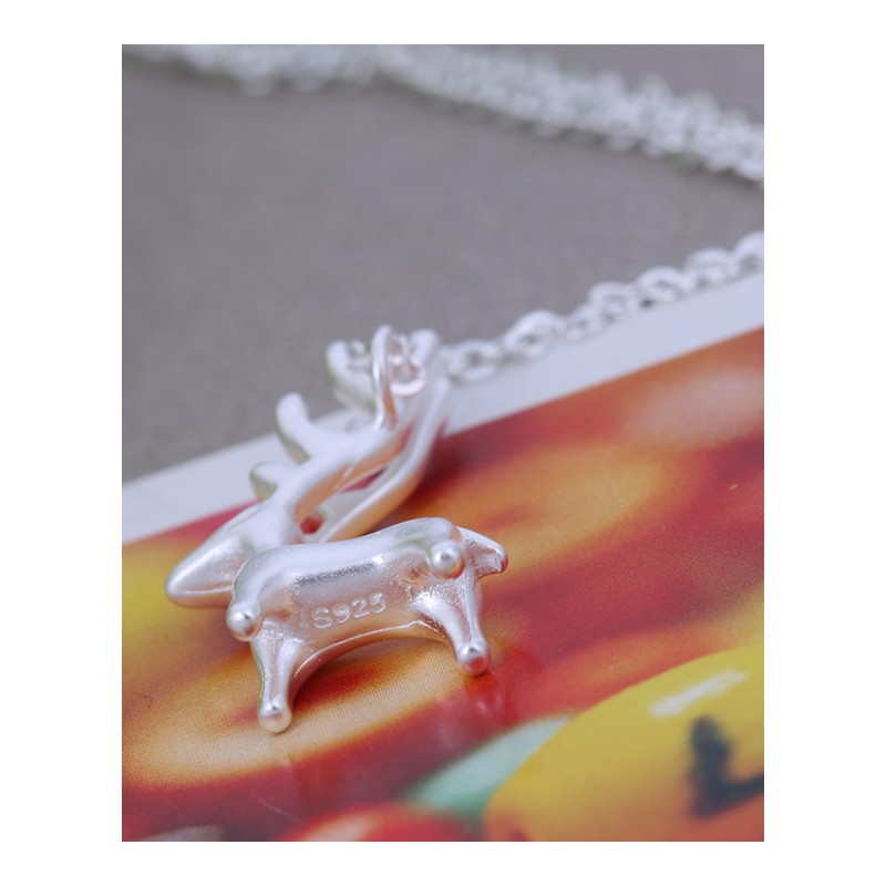 可爱小鹿女银首饰项链电子锁骨链套链情人女友礼物YWSCX1207送女朋友七夕情人节礼物