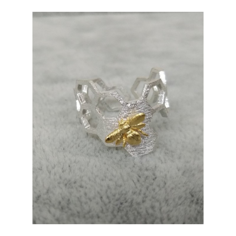开口戒指个性蜂窝指环男女情侣款银饰配饰关节戒日韩个性简约潮人百搭HFXYJ7839送女朋友七夕情人节礼物