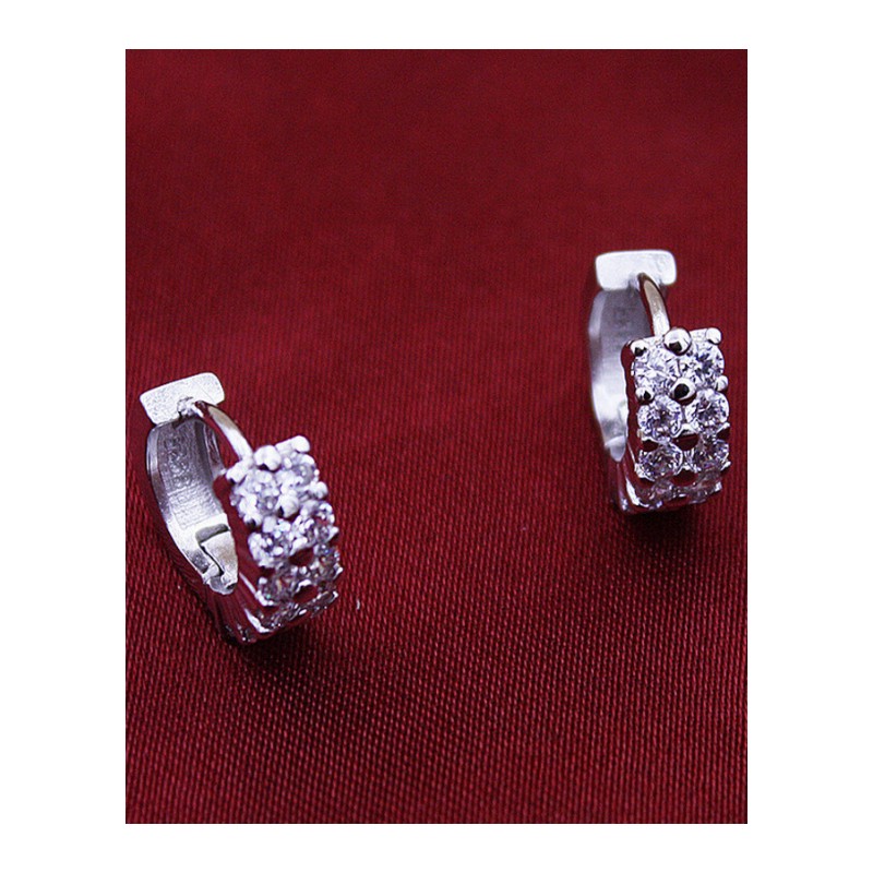 耳钉女款新款 韩版时尚个性双排钻耳环耳扣饰品J2D023送女朋友七夕情人节礼物