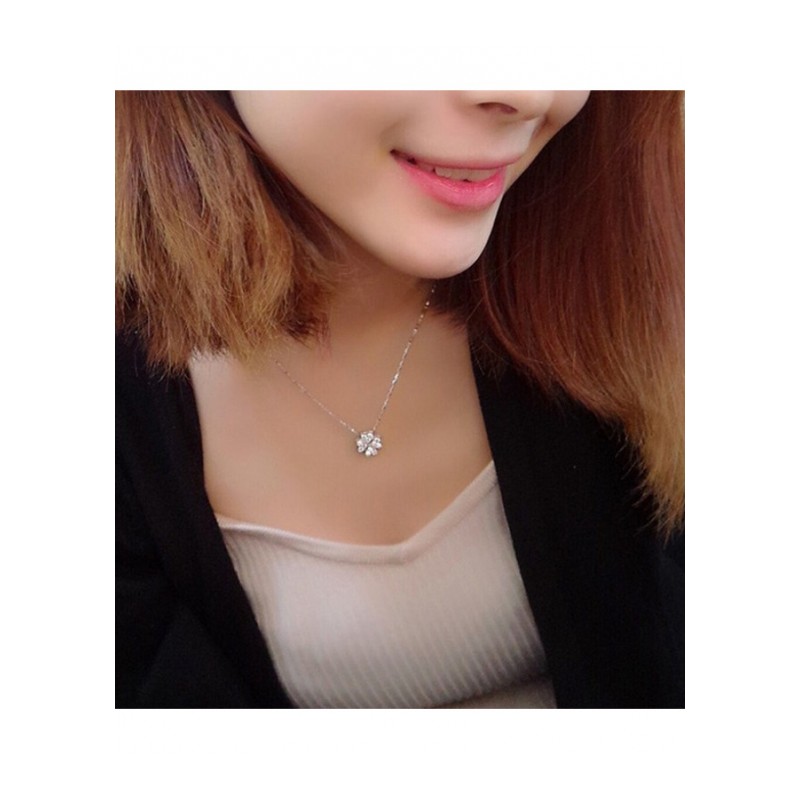 新款日韩简约百搭锁骨链坠四叶微镶女士项链MLYSS4682送女朋友七夕情人节礼物