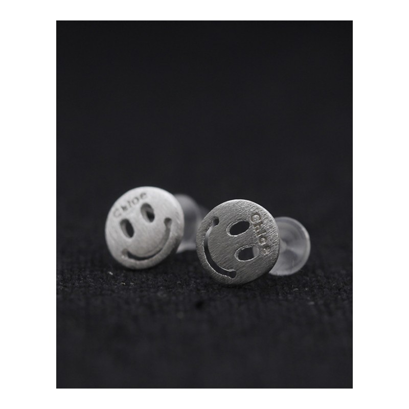 耳钉女款新款 韩版可爱光板笑脸耳钉简单迷你小耳环耳饰T1D538送女朋友七夕情人节礼物