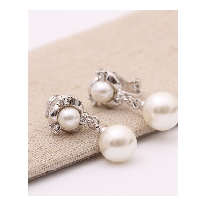 耳钉女款新款 复古珍珠小耳坠女简约韩式无耳洞耳夹耳环T1D502送女朋友七夕情人节礼物