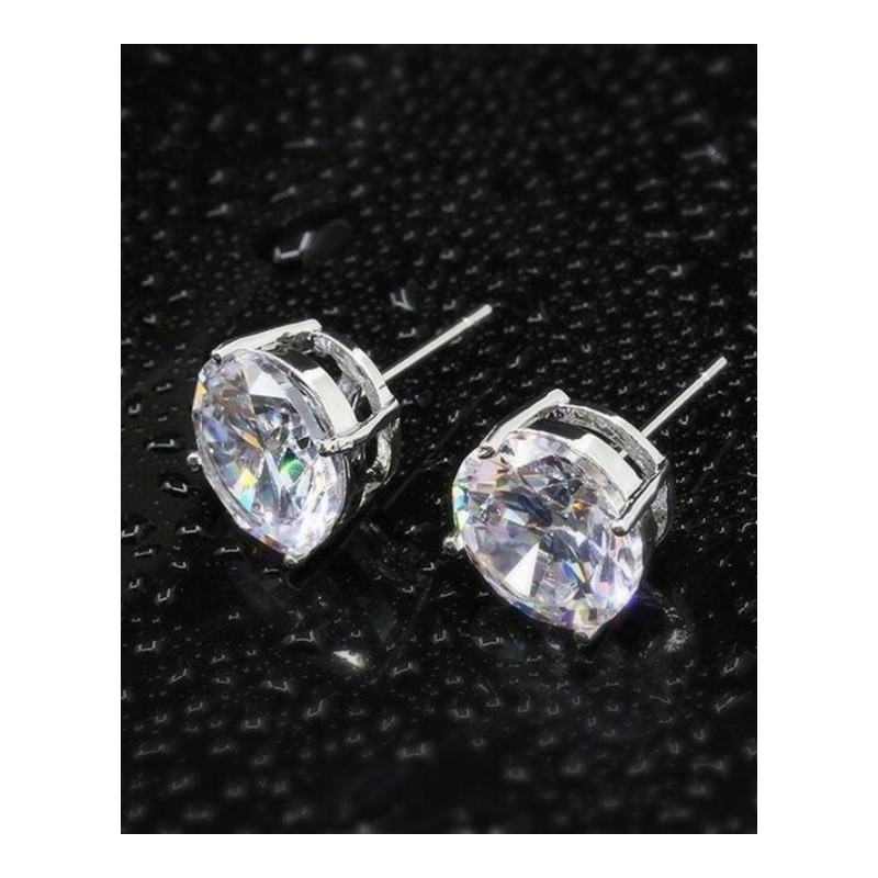 耳钉女款新款 韩版时尚圆形水钻璀璨耳钉饰品送女友生日礼物F2D257送女朋友七夕情人节礼物