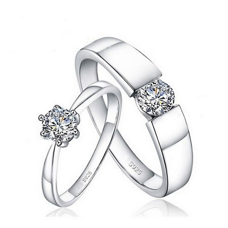 韩版饰品s925六爪情侣戒指韩版微镶仿锆石YWJY7264送女朋友七夕情人节礼物
