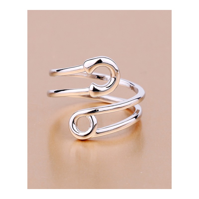 新款韩版简约百搭个性创意别针女士戒指YWBM5381送女朋友七夕情人节礼物