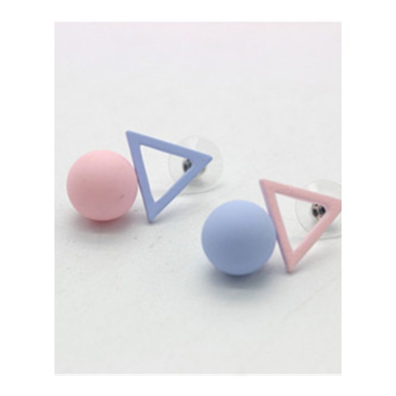 日韩复古简约个性撞色不对称几何三角珍珠耳钉气质耳环YWFFDZ3523送女朋友七夕情人节礼物