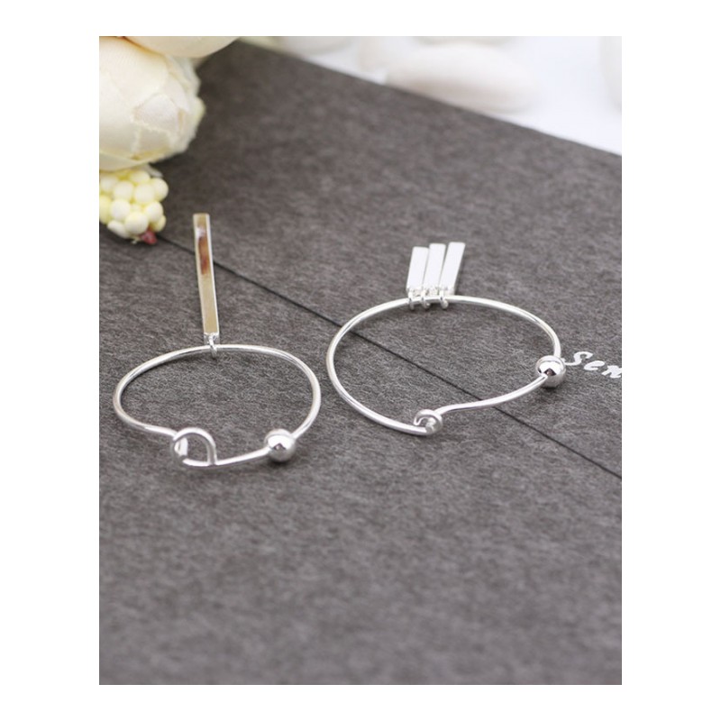 耳钉女款新款 不对称流苏耳圈几何圆圈耳环耳饰Z10D964送女朋友七夕情人节礼物