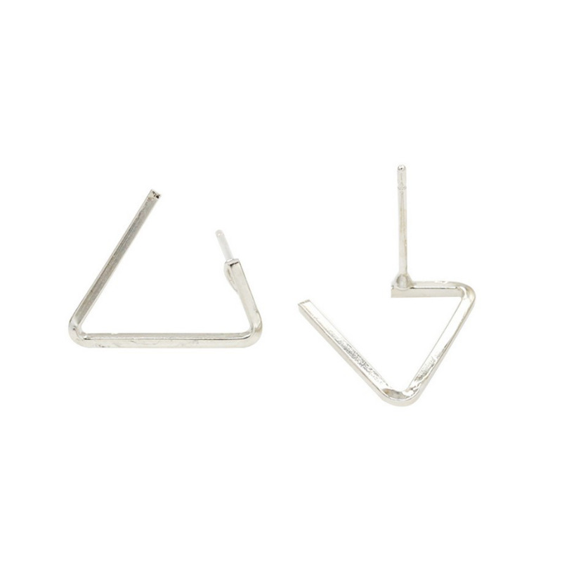 耳钉女款新款韩版气质时尚简约开口三角形几何简单耳环耳饰F2D111送女朋友七夕情人节礼物