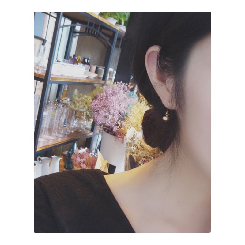 耳钉女款新款 欧美简约转运珠金色圆球耳环耳饰F2D334送女朋友七夕情人节礼物