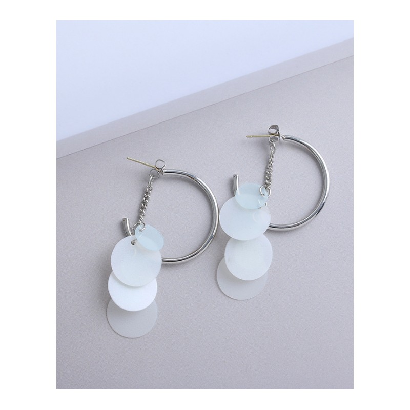 耳钉女款新款 时尚韩版简约耳环圆环圆片耳坠X1D348送女朋友七夕情人节礼物