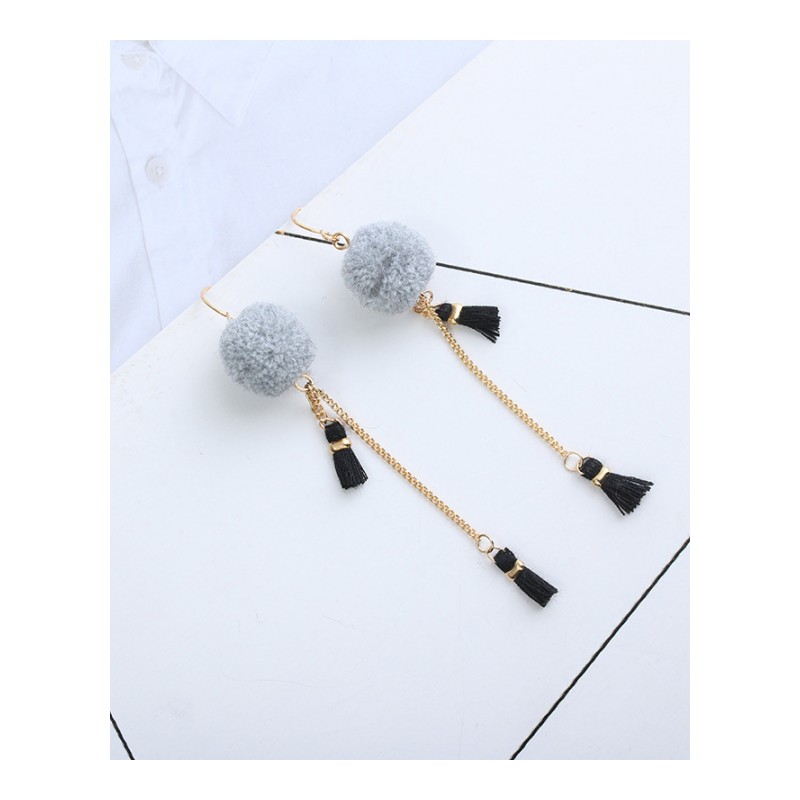 耳钉女款新款 韩版简约原创设计手作可爱毛绒球无耳洞耳环耳饰X1D184送女朋友七夕情人节礼物