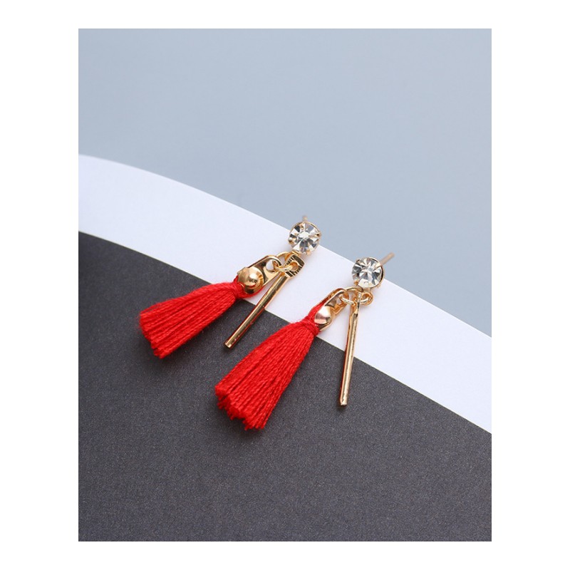 耳钉女款新款 韩版水钻锆石流苏长款耳环耳饰衣服配饰X1D333送女朋友七夕情人节礼物