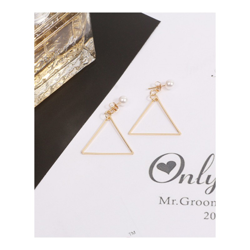 耳坠女款新款 韩版时尚潮流珍珠耳钉简约三角圆方形多边形耳饰Z10D333送女朋友七夕情人节礼物