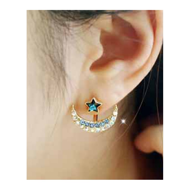 新款饰品时尚精致百搭小珍珠后挂式可爱耳钉女生耳饰YWLT9957送女朋友七夕情人节礼物