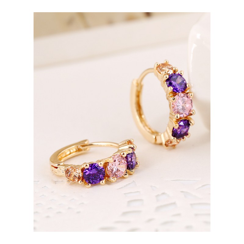 新款日韩潮流耳钉微镶耳环彩色个性不规则耳坠耳扣YWMP9917送女朋友七夕情人节礼物