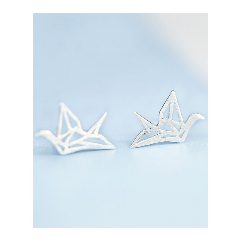 新款优雅简约耳钉S925千纸鹤光面银耳饰YWJY3563送女朋友七夕情人节礼物