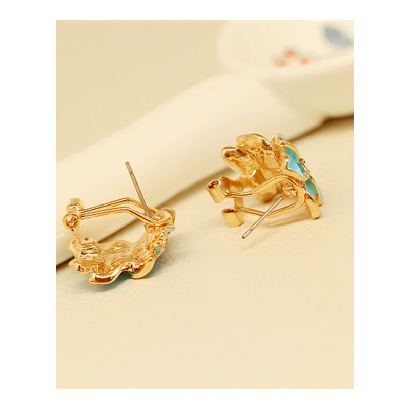 花朵耳钉清新耳夹合金耳环三色耳坠饰品女款耳饰送女朋友七夕情人节礼物