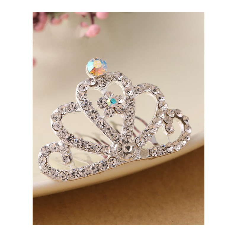 皇冠夹儿童镶嵌盘饰女款彩色插梳饰品送女朋友七夕情人节礼物