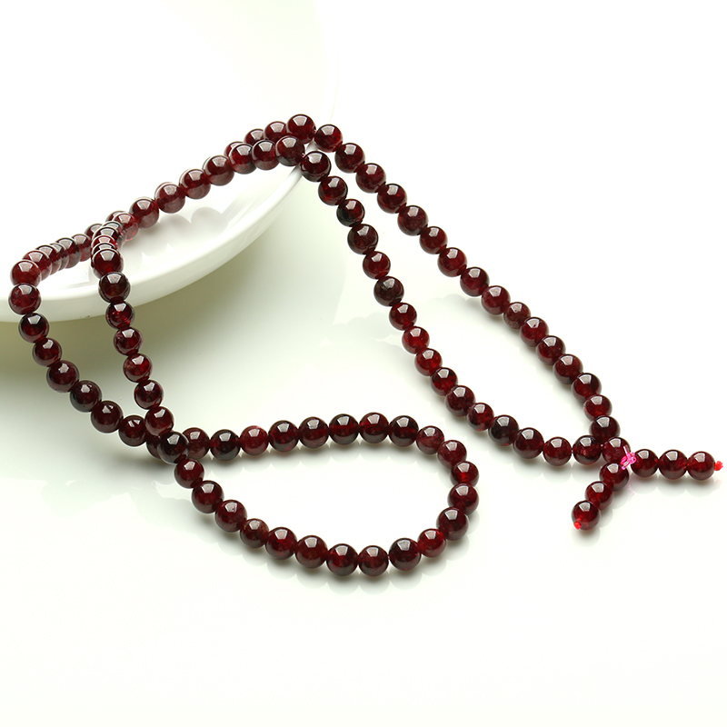 石榴石手链圆珠手环酒红色手串女款手饰品送女朋友七夕情人节礼物