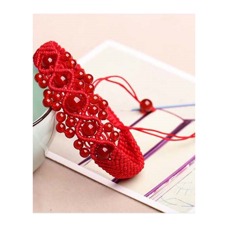 手工编织红绳手链玛瑙时尚手串女款饰品送女朋友七夕情人节礼物