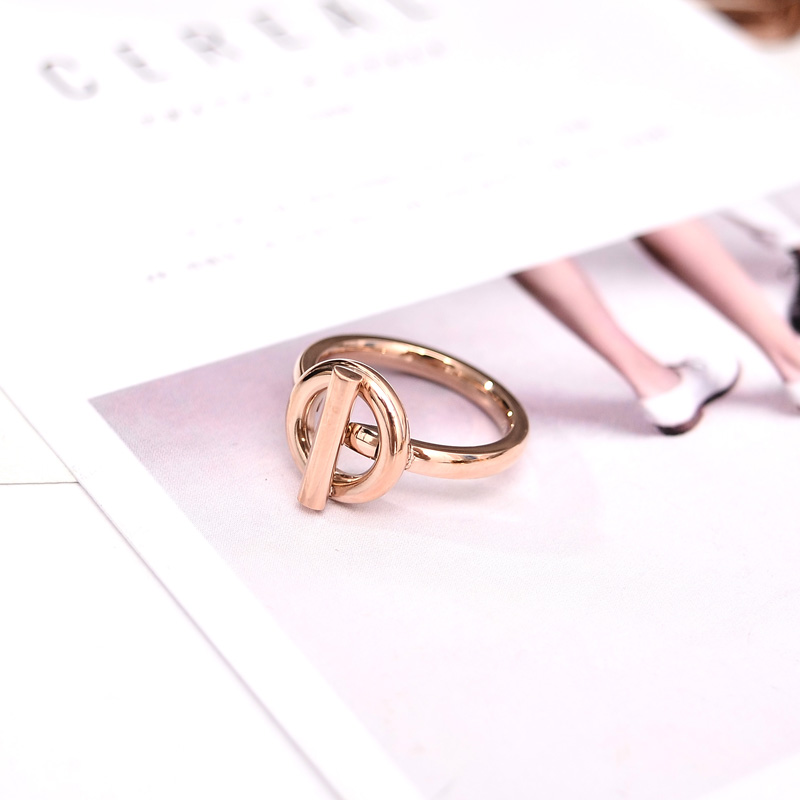 欧美时尚钛钢镀玫瑰金戒指女 日韩版潮人食指环不褪色戒子装饰品送女朋友老婆生日礼物送女朋友七夕情人节礼物