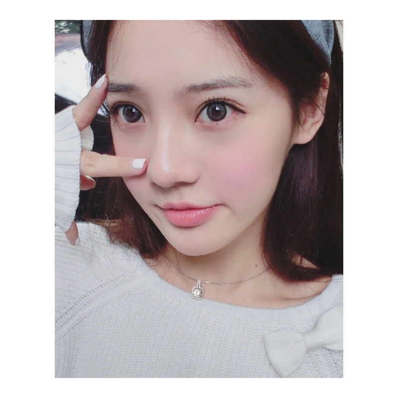 韩版简约高档气质 s925银方形微镶仿锆石时尚坠短款锁骨项链女送女朋友七夕情人节礼物