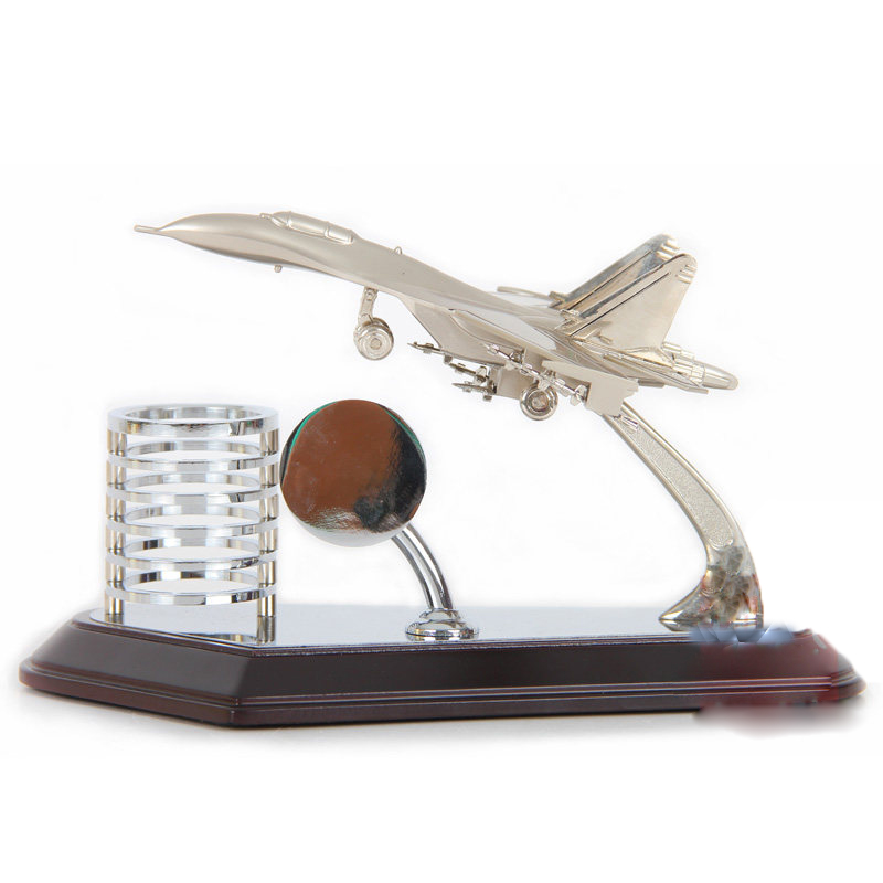 飞机模型合金送领导办公桌摆件礼物简约现代笔筒创意礼品摆件