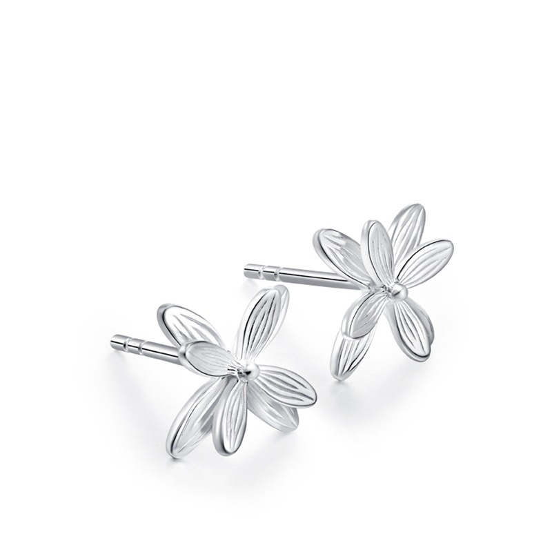 镀925银 花朵银耳环耳钉一对 1362送女朋友七夕情人节礼物