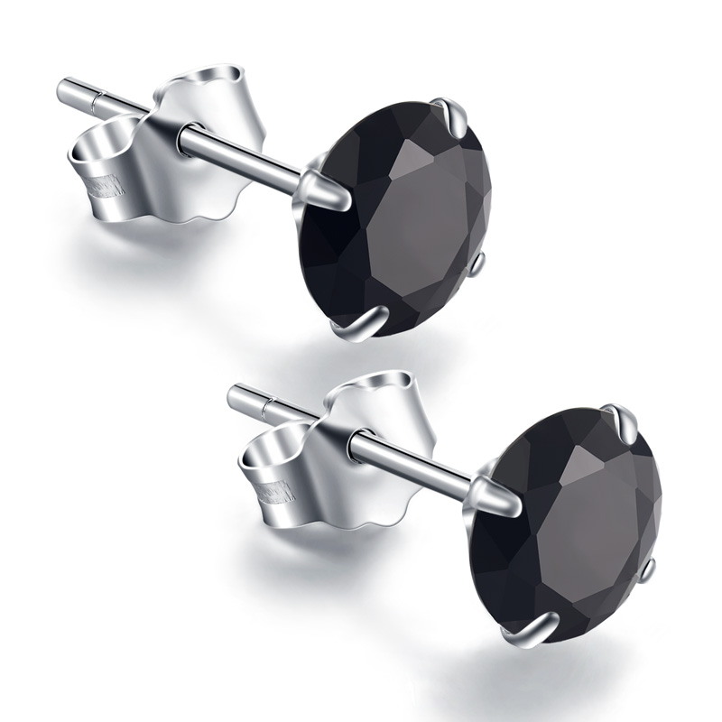 阡陌 925银 仿真钻耳钻女 韩版耳钉白色紫色甜美气质可爱时尚男士女士时尚耳饰送女朋友七夕情人节礼物