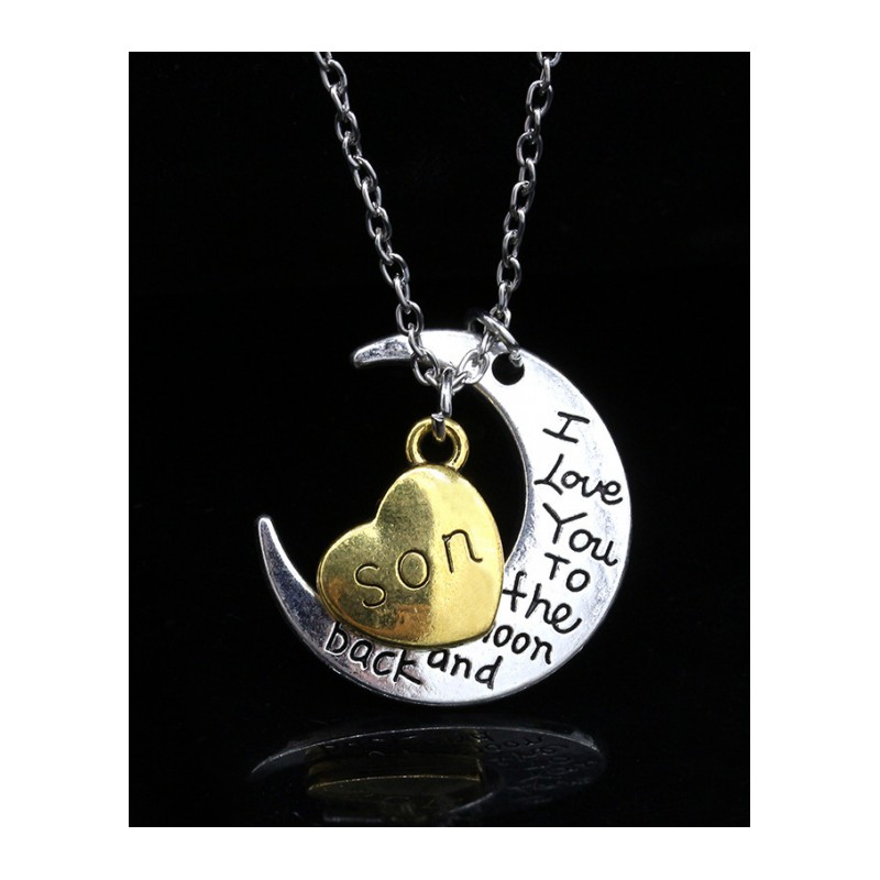 欧美时尚新款月亮爱心字母一家人项链饰品时尚气质生日礼物链DYBYYX6160送女朋友七夕情人节礼物