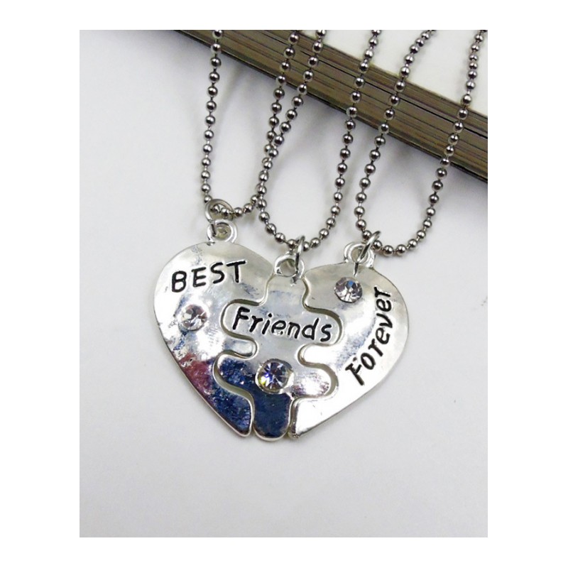 心形镶钻分裂的心BestFriendsForever闺蜜组合项链女LTDZ6567送女朋友七夕情人节礼物