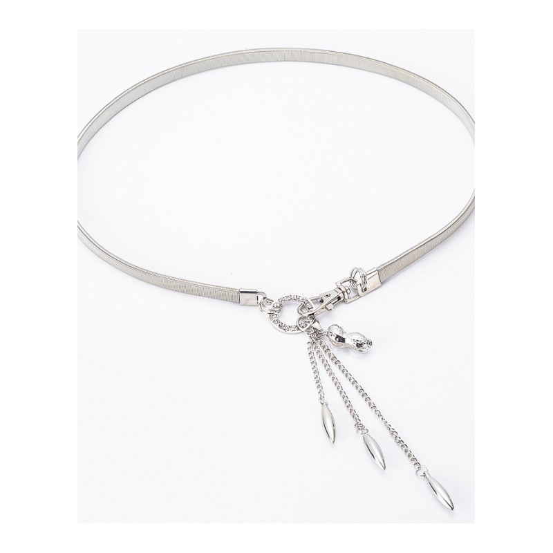 新款时尚金属弹力腰带天然花生挂坠金银色腰链配连衣裙女士群带CMPJ8249送女朋友七夕情人节礼物