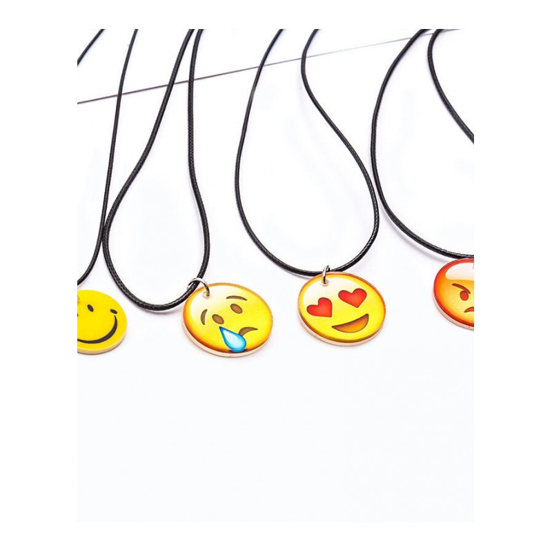 日韩系卡通童趣黄色笑脸锁骨颈链可爱表情百搭项链YWQWSP1208送女朋友七夕情人节礼物