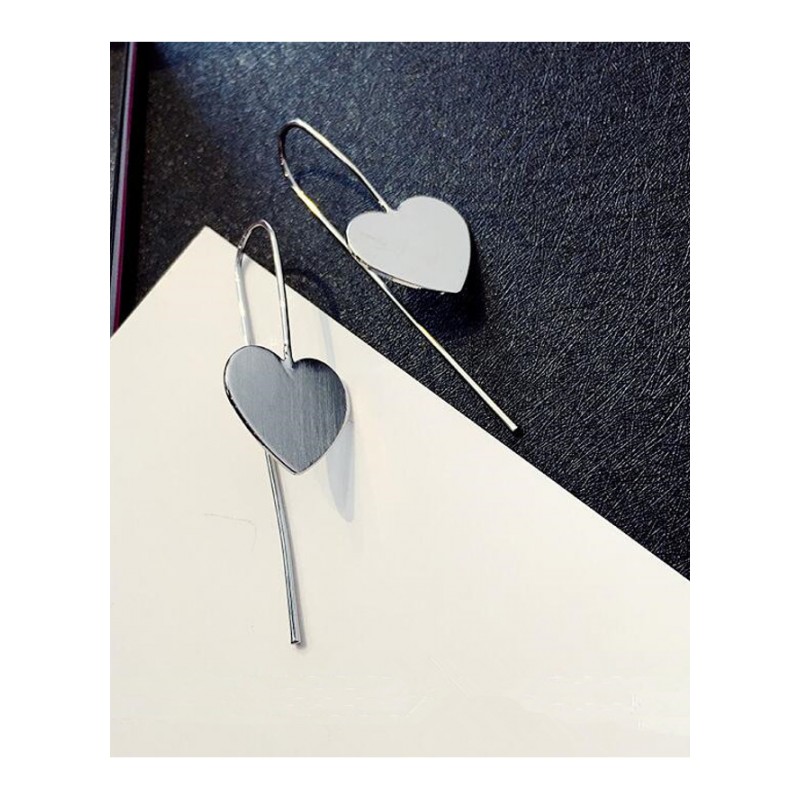 耳钉女款新款 拉丝爱心气质复古简约耳坠耳钩耳环耳饰R2D052送女朋友七夕情人节礼物