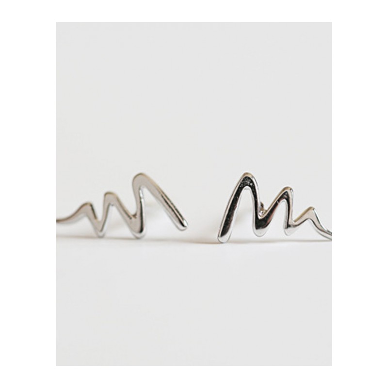 耳钉女款新款 时尚个性心电图耳钉饰品送女友生日小礼物J2D058送女朋友七夕情人节礼物