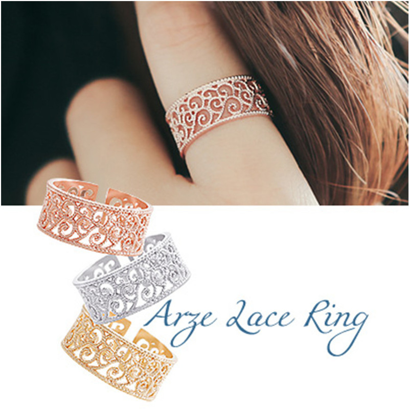 韩版饰品蕾丝戒指时尚花纹开口戒女款关节戒日韩个性简约潮人百搭HFXYJ5386送女朋友七夕情人节礼物