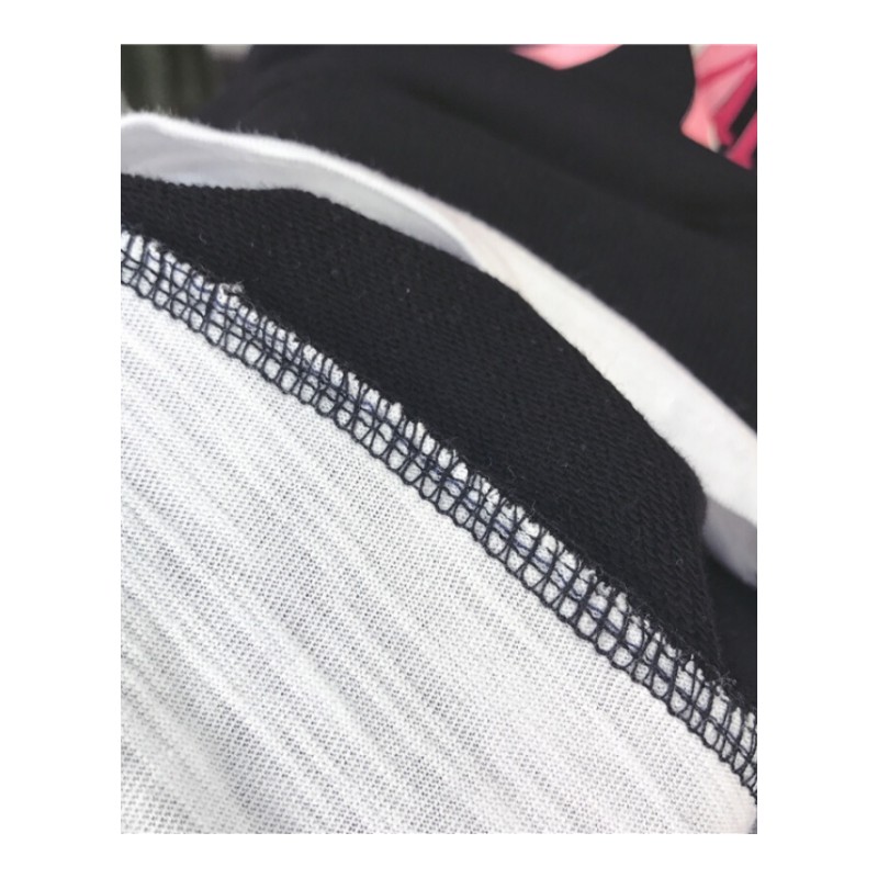 春秋款韩版宽松粉红豹卡通印花拼接假两件薄款套头卫衣女打底上衣粉色均码